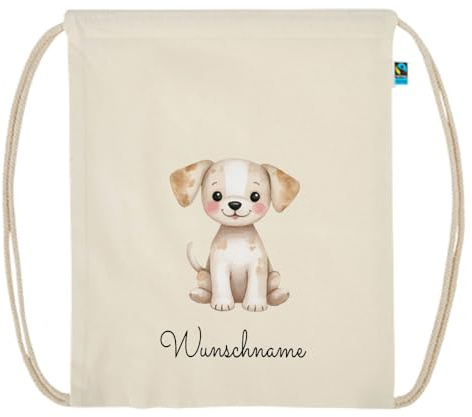 Elefantasie Personalisierter Turnbeutel aus Bio Baumwolle Wäschebeutel für Kinder Stoffbeutel mit Name und Motiv Bauerhoftiere bedruckt