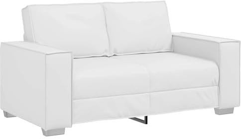 Mhdvray Zweisitzer-Sofa 160 cm Weiß Kunstleder Modernes Ecksofa mit Metall-Sperrholz-Rahmen Bequeme kleine Couch für Wohnzimmer Schlafzimmer Flur