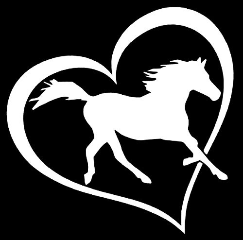 Heart Horse - Vinyl 4 tall (Color: WHITE) decal laptop tablet skateboard car windows stickers