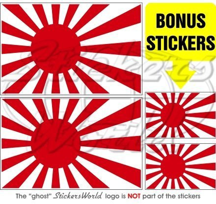 JAPAN japanische aufgehende Sonne-Flagge 100mm Auto & Motorrad Aufkleber, Vinyl Sticker x2+2 BONUS