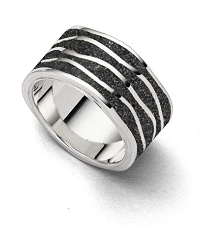 DUR Schmuck Ring STRANDWELLEN Lavasand, Silber 925/- rhodiniert (R4832), 58 (18.5)