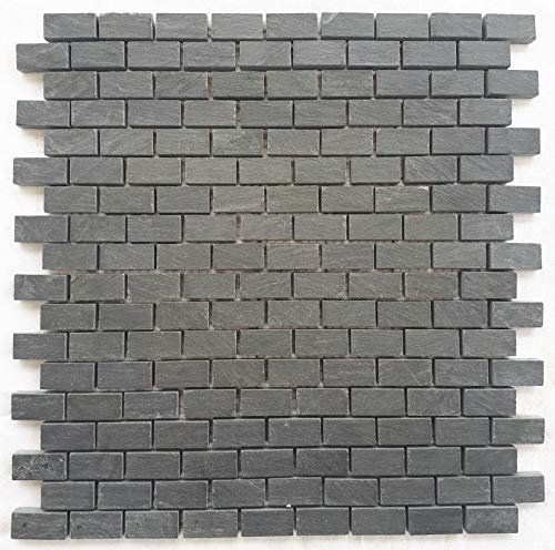 Bodenfliesen Schiefer Schwarz Mosaik Fliesen Anthrazit 30x30 cm matt Naturstein M018
