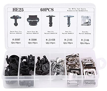 Auto Befestigung Clips, Unterbodenschutzleiste 60Stk. 5-TLG. Befestigung Clips Klammern Stoßstangen Türverkleidung Auto Kleinteile Teile Motor Under Cover Spritzschutz Unterboden Schraube