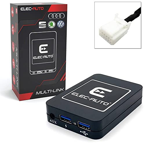 Interfaccia Bluetooth - USB MP3 - Ausiliare compatibile con veicoli di marca Audi, Seat, Skoda, Volkswagen con presa QUADLOCK | Kit vivavoce streaming audio | Caricabatterie | Presa Jack Jack