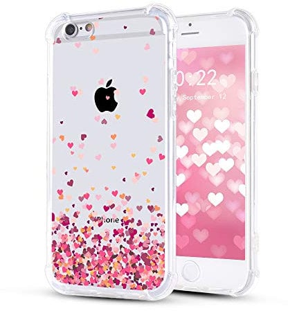 LuGeKe Sweety Love Heart Clear Case for iPhone 6S, 4.7'' Shockproof Bumper Cover for Apple iPhone 6/6S with Design, Cute Personalized Phone Cases, Love Heart