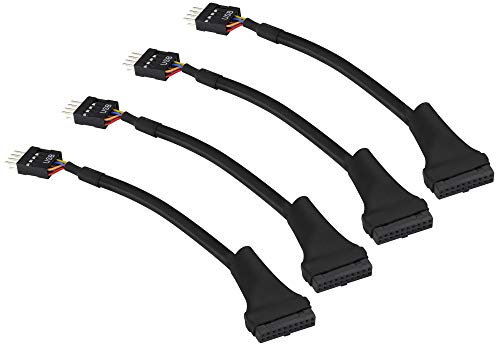 zdyCGTime Cable Adaptador de Placa Base, USB 3.0 19Pin Hembra a USB 2.0 9Pin Conector de Cable de computadora convertidor Hembra, Placa Base 9Pin Hembra a 20Pin Hembra Cobre Puro.(15cm/4piezas)