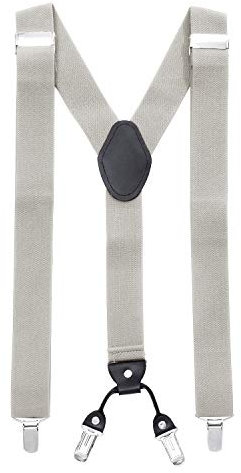 MASADA Hosenträger für Herren mit robusten Clips stufenlos verstellbar 3,5 cm breit und bis zu 195 cm Körpergröße Hellgrau