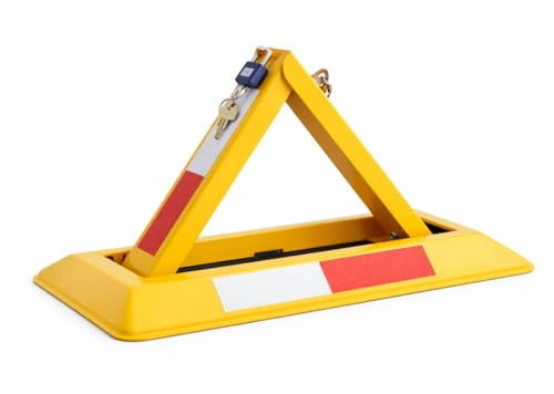 FERPASA - Barrière de parking triangulaire thermolaquée avec serrure, porte-cadenas et bandes réfléchissantes - Clôture de stationnement triangulaire