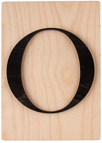 Rayher Holz Buchstabe O, FSC Mix Credit, Holzfliese 10,5x14,8cm, 3D-Buchstabe O in schwarz, 3mm starker Holzbuchstabe auf 4mm starker Holzfliese, 63106576