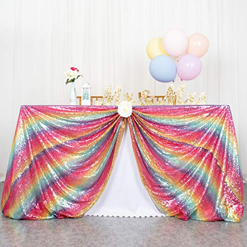 ShinyBeauty Pailletten-Tischdecke, 50 x 72 Zoll, Regenbogen, für Hochzeit, Tischdecke, Pailletten, Regenbogen, Pailletten, für Partys