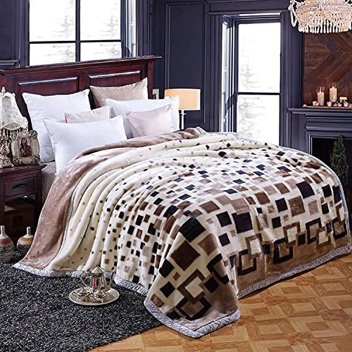 King Size gewichtete Decke, warme Nerzdecken Königin Größe schwere koreanische Plüsch-Fleece-Decke, Reversible Raschel-Bettdecke,D,180 * 220cm3kg