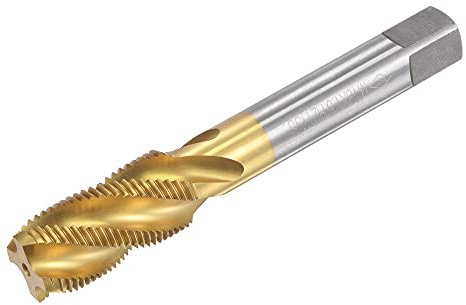 sourcing map Gewindebohrer mit Spiralnut, M18x1.5, metrisch, HSS (Hochgeschwindigkeitsstahl), Titanbeschichtet, 4 Rillen, Gewindebohrwerkzeug H2
