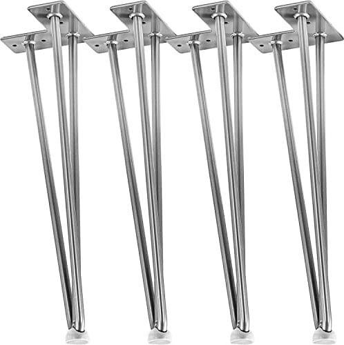 STILISTA 4er Set Hairpin Legs Möbelfüße mit 3 Stangen Farb- und Größenwahl, 40 cm, Silber