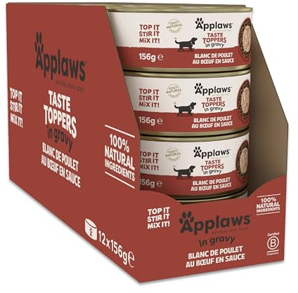 Applaws Natural Wet Dog Food Cans, Chicken with Beef in Gravy - 12 x 156g