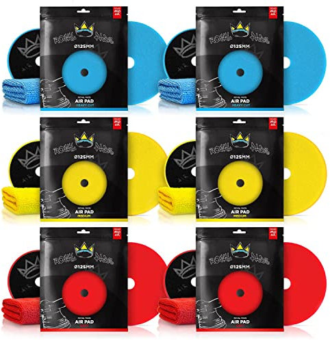 Royal Pads AIR Polierpad Polierschwamm für Ø125mm Stützteller: 6X Polierpad + 6X Mikrofasertuch | 12-teiliges Sparset