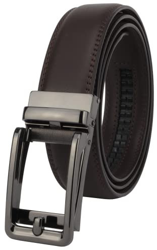 Masters & Stylists Cintura Uomo Marrone, Cintura in Pelle con Fibbia Automatica Senza Buchi, Cinta Elegante e Resistente, Regalo Uomo, Larghezza 3.5cm, Lunghezza 110cm