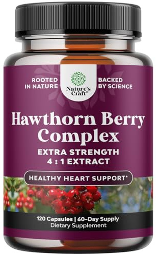 High Strength Hawthorn Berry Capsules - Pure Antioxidant Hawthorn Berry Supplement with Leaf & Flower Extract 4:1 for Healthy Heart & Digestion - Energy Support for Men & Women - 120 Count Pack