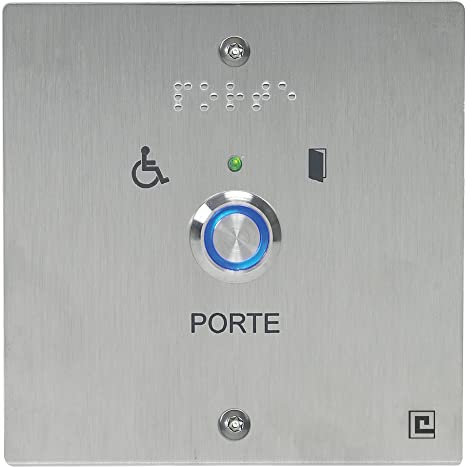 Bouton poussoir NO/NF sur plaque inox 80x80mm loi PMR avec 2 vis anti-vandales - HERACLES - PL80NFLH