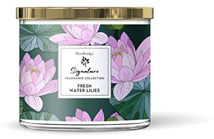 Woodbridge Duftkerze im Glas mit Deckel | Fresh Water Lilies | Duftkerze Blumig | Kerzen 3 Docht | Kerzen lange Brenndauer (40h) | Geschenk für Frauen