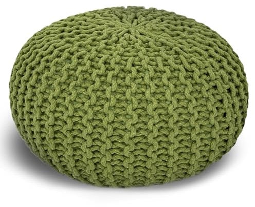 casamia Pouf Ø 55 o. 45 cm Strickhocker Sitzpouf Bodenkissen für Innen Indoor Größe ø 45 cm, Farbe grün