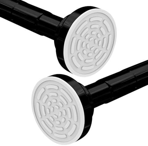 Teleskopstange 120-215CM(47-84) Gardinenstange Ausziehbar Duschvorhangstange Ohne Bohren, edelstahl, Schwarz, vorhangstange Klemmstange für Gardinen, Schrank, Badezimmer, Fenster oder Türen