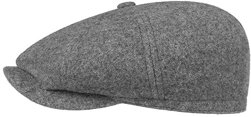 Stetson Hatteras Doubleface Flatcap Melierte Mütze Winter aus Wolle Kappe mit Baumwollfutter Made in EU Herren Herbst Winter grau-meliert L (58-59 cm)