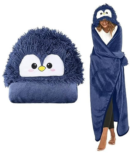 ARRITS Tragbare Decke Pinguin Geschenk für Frauen, Pinguin Kuscheldecke mit Ärmeln 150x130cm, Super Weich Kuscheldecke Flauschig Sofadecke TV Decke mit Ärmeln