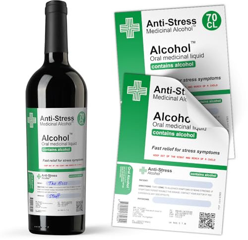 Anti-Stress-Alkohol-Aufkleber für Wein- und Spirituosen-Flaschen, Aufschrift: Prescrition, witziges Geschenk (12)