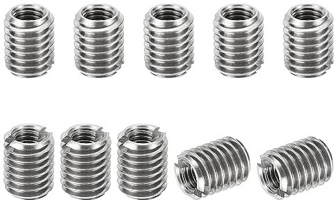 PATIKIL Rosca Adaptadores Manguito Reductora Tuerca, 10uds M8*1.25 Macho a M5*0.8 Hembra Reparación Inserto Tuerca Tornillo Reductor Conversión Inoxidable Acero Sujetador 10mm