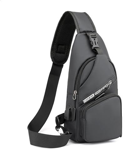 DIAOZI Herren Sport Schultertasche - Wasserdichte Diebstahlsicher Umhängetasche - Ideal für Geschäftsreisen, Radfahren und Wandern - Grau