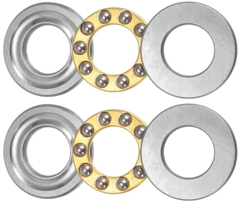 QUARKZMAN 2 Stück Kugellager F10-20M Axiallager 10mm x 20mm x 5.5mm Messing mit Unterlegscheiben ABEC1