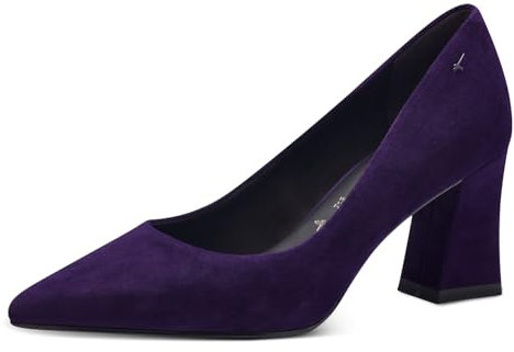 Tamaris Donna Pumps Leder Blockabsatz Bequem, Purple, 37 EU