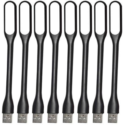 EBYPHAN 8pcs Mini USB Licht für Tastatur, Flexible USB Laptop Licht, Einstellbare USB Lampe für Notebook Computer (Schwanenhals Struktur, LED Beleuchtungsquelle) (Schwarz)