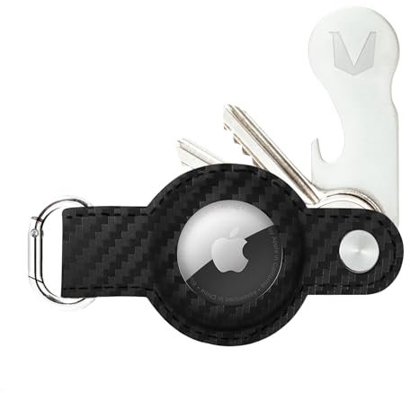 MAGATI Schlüsselanhänger für AirTag mit Einkaufswagenlöser aus Echtleder für 1-7 Schlüssel - Key Organizer Kompatibel mit Apple Airtag Anhänger, Schlüsseletui mit Fundservice Airgonizer - Carbon