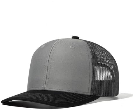 Truckercap Herren,Trucker Cap mit Mesh Netz,Meshcap größenverstellbar Baseball Cap,Sommer atmungsaktive Sun Cap,mit verstellbarem Schnallenverschluss für Sport und Reisen,Grau A+Schwarz A+Schwarz B