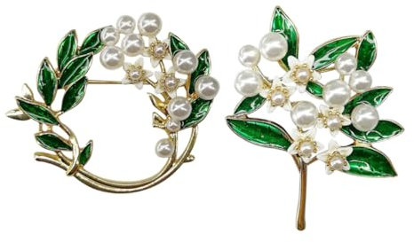 GALPADA 2 Stück Corsage Zinklegierung Brosche Kleidung Brosche Kranzform Brosche Blumenstrauß Brosche Blumenstraußform Brosche Girlandenform Brosche Perlengirlande Brosche