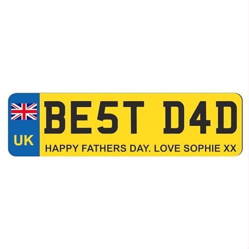 Custom License Plate Plaque - Personalised Number Plate in Wood or Acrylic - Ideal for Kids' Cars, Lorry Drivers, New Car, Just Passed (UK Design, Mdf Wood Small 19cm)