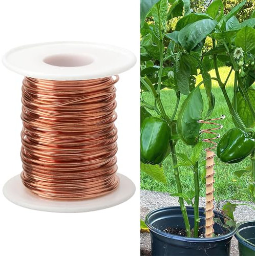 TNSLAND Kupferdraht für Elektrokultur Gartenarbeit, 20m Electroculture Gardening Kupferdraht Reiner, 16 Gauge Blanker Kupferdraht, Copper Wire für Garten, Pflanzen und GemüSeanbau