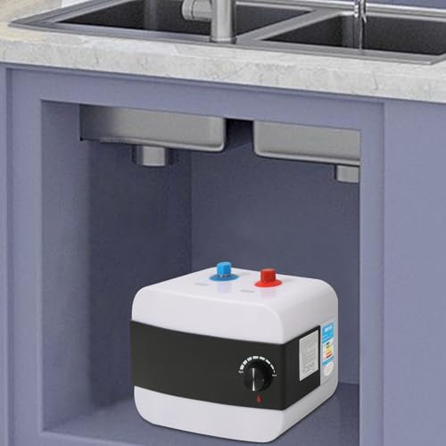 1500W 6L Warmwasserspeicher, Edelstahl 304, Horizontaler Durchlauferhitzer Elektro Boiler Untertischspeicher