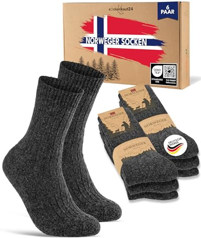 6 Paar Norweger Socken Herren Damen Wollsocken warme Wintersocken