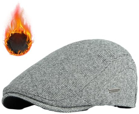 GUTERTOP Schirmmütze Herren, Warme Flatcap Herren Winter, Schiebermütze Herren Winter Grau