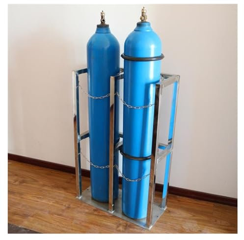 SFSLBFB 304 Stainless Steel Cylinder Tank Rack, Domestic 8-10 L Gas Cylinder Storage Rack for Corporate/Workshop & Ward, Large Gas Cylinder Fixed Rack with Chain(17.7 x 11.8 x 23.6 in)