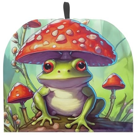 NETILGEN Teekanne, Motiv: Frosch, Pilz, isoliert, mittelgroß, Staubschutz, Frühstück, Wasserkocher, gemütlich, Zuhause, Küche, Büro