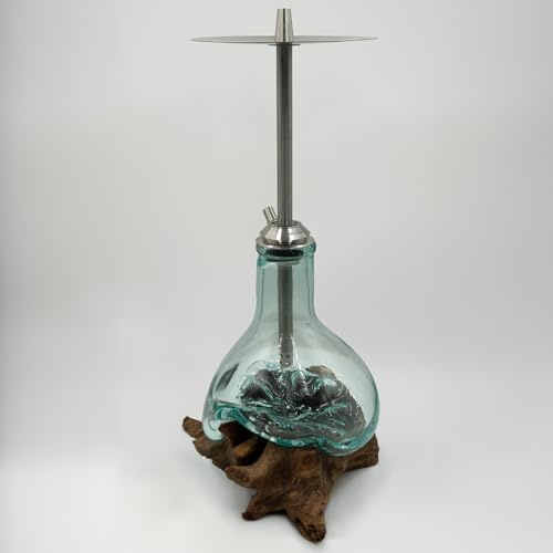 Balisha Bali Breeze - Handgefertigte Shisha Wasserpfeife aus Bali | Edelstahl Glas Holz | Premium Hookah ohne Tabak | Einzigartiges Design