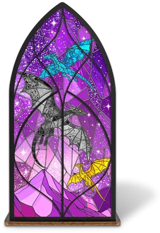 Buchstütze Drache, Fantasy Deko Bücherregal mit Acryl-Holz Design Buchstützen Buchenden für Buchliebhaber, Dekorative Robuste Buchstützen Bücherregalhalter für Zuhause, Schlafzimmer, Arbeitszimmer