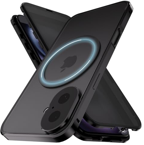 STARRYNOVA Privacy Case Compatible with iPhone 17, MattBlack | Magnetic Metal Bumper Front Back 360 Degree Protection Anti peep Glass Cover