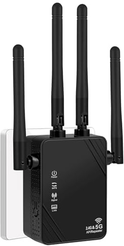 Amplificatore WLAN, ripetitore WLAN da 1200 Mbit/s, amplificatore WiFi Dual Band Ultraxtender con connessione LAN, WPS, compatibile con router WiFi standard al 99%, copre fino a 9200 Sq.ft e 35