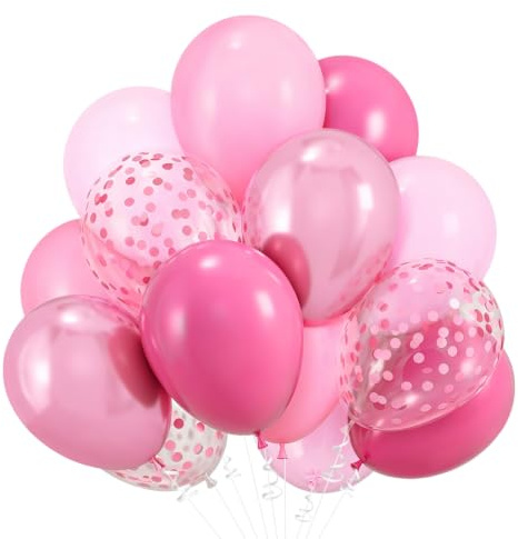 Luftballons Rosa,30 Stück Fuchsia Hot Pink Ballons Geburtstag Frau,12 Zoll | Konfetti Ballon,Helium Metallic Latexballon,Mädchen Frauen Geburtstag,Prinzessin,Verlobung,Hochzeit,Babyparty,Baby Shower