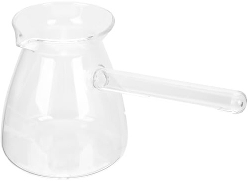Turkish Handle Pot Thickened Glass with Side Handle | Heat-resistant Glass, round Body and V-shaped Spout, Withstands 30c to 100c for Boiling and Warming