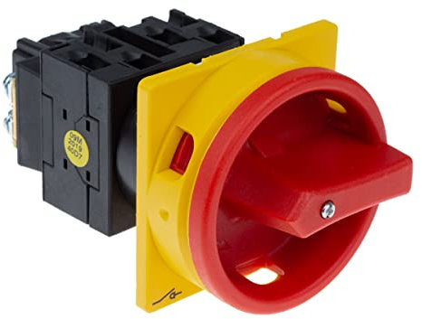 Eaton 081588 Interrupteur principal, 3 broches + 1 NO, 20 A, en fonction de de secours, 90 °, verrouillable en position de 0, encastrable